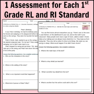1st Grade Common Core Reading Assessments for Standards-Based Grading Thumbnail