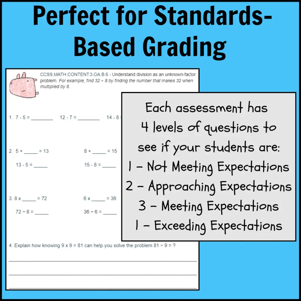 3rd Grade Common Core Reading and Math Assessments for Standards-Based Grading Thumbnail