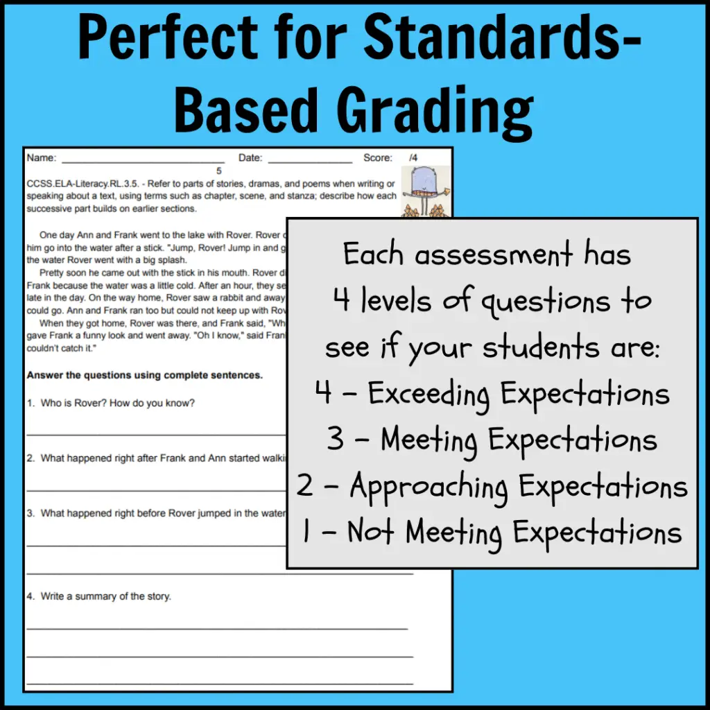 3rd Grade Common Core Reading Assessments for Standards-Based Grading Thumbnail 1