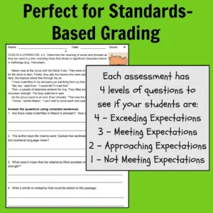 4th Grade Common Core Reading Assessments for Standards-Based Grading Thumbnail