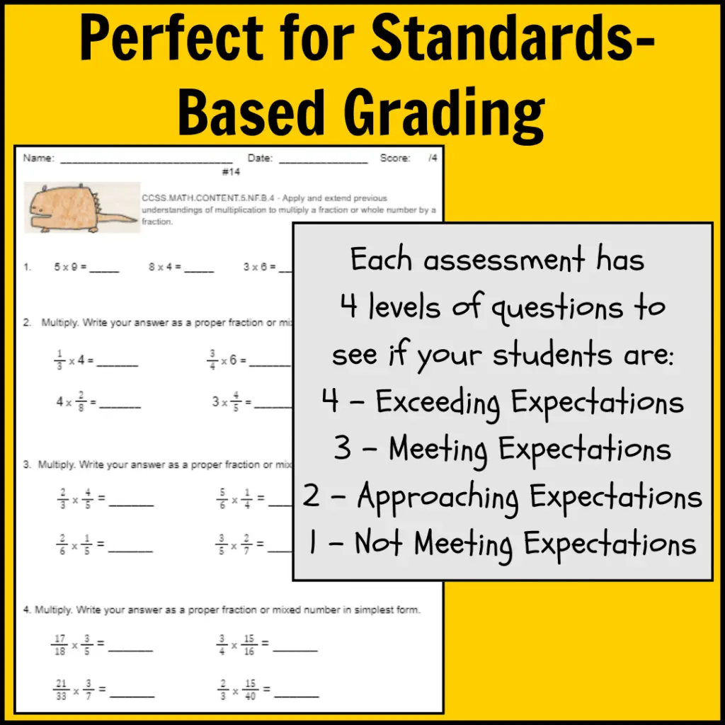 5th Grade Common Core Math Assessments for Standards-Based Grading Thumbnail