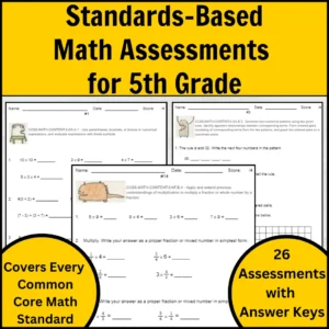 5th Grade Common Core Math Assessments for Standards-Based Grading Cover