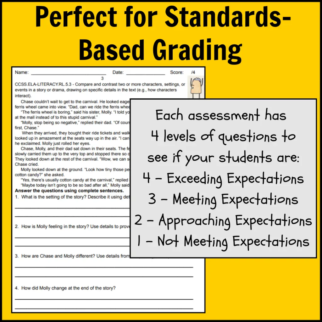 5th Grade Common Core Reading Assessments for Standards-Based Grading Thumbnail