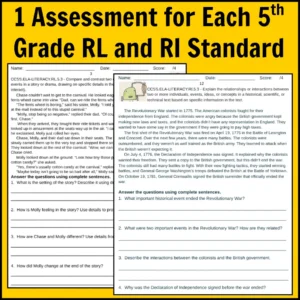 5th Grade Common Core Reading Assessments for Standards-Based Grading Thumbnail