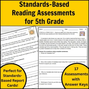 5th Grade Common Core Reading Assessments for Standards-Based Grading Cover