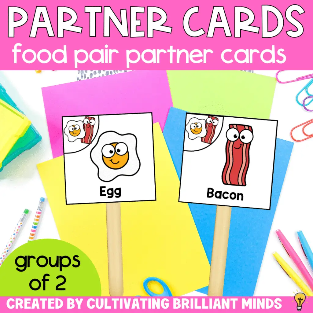 food partner cards to pick partners in a classroom