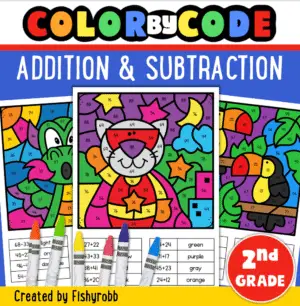 2 digit addition and subtraction color by code