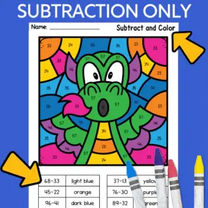 2 digit addition and subtraction color by code