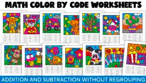 2 digit addition and subtraction color by code