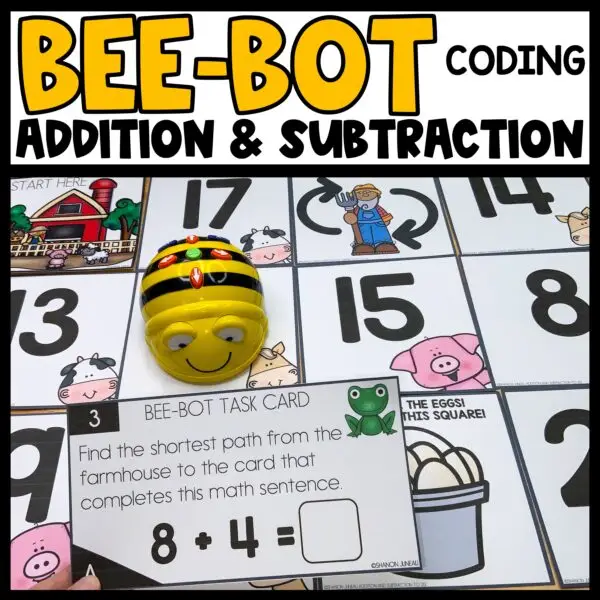 Bee Bot Printables Addition & Subtraction within 20 Games BeeBot Coding Mat