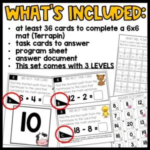 Bee Bot Printables Addition & Subtraction within 20 Games BeeBot Coding Mat