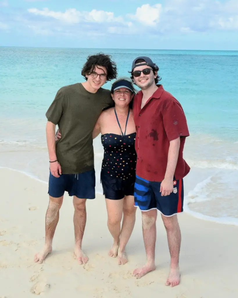Kim, The Literature Lady, is on vacation with her two sons.
