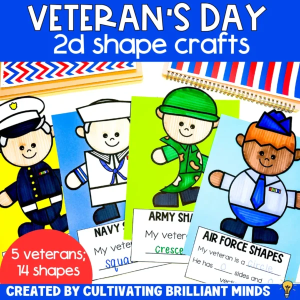 a veteran's day craft that has different veterans as 2d shapes