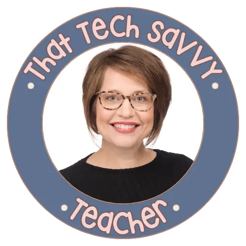 That Tech Savvy Teacher logo featuring a clean, modern design in soft blues and blush tones, representing technology, creativity, and teaching.