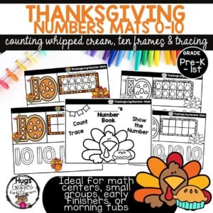 Thanksgiving Number Mats Count Ten Frames & Trace Numbers 0-10