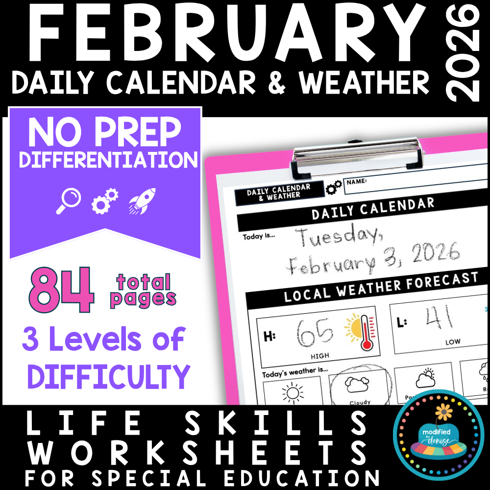 February Daily Calendar & Weather Worksheets