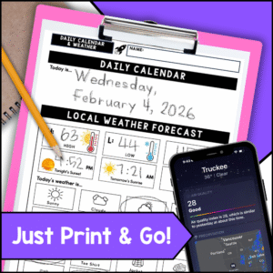 February Daily Calendar & Weather Worksheets