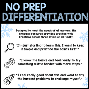 Winter Math Color By Code Fractions Operations Differentiated Activity