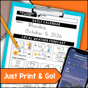October life skills calendar and weather worksheets for special education