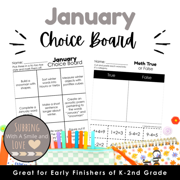 January Choice Board Cover