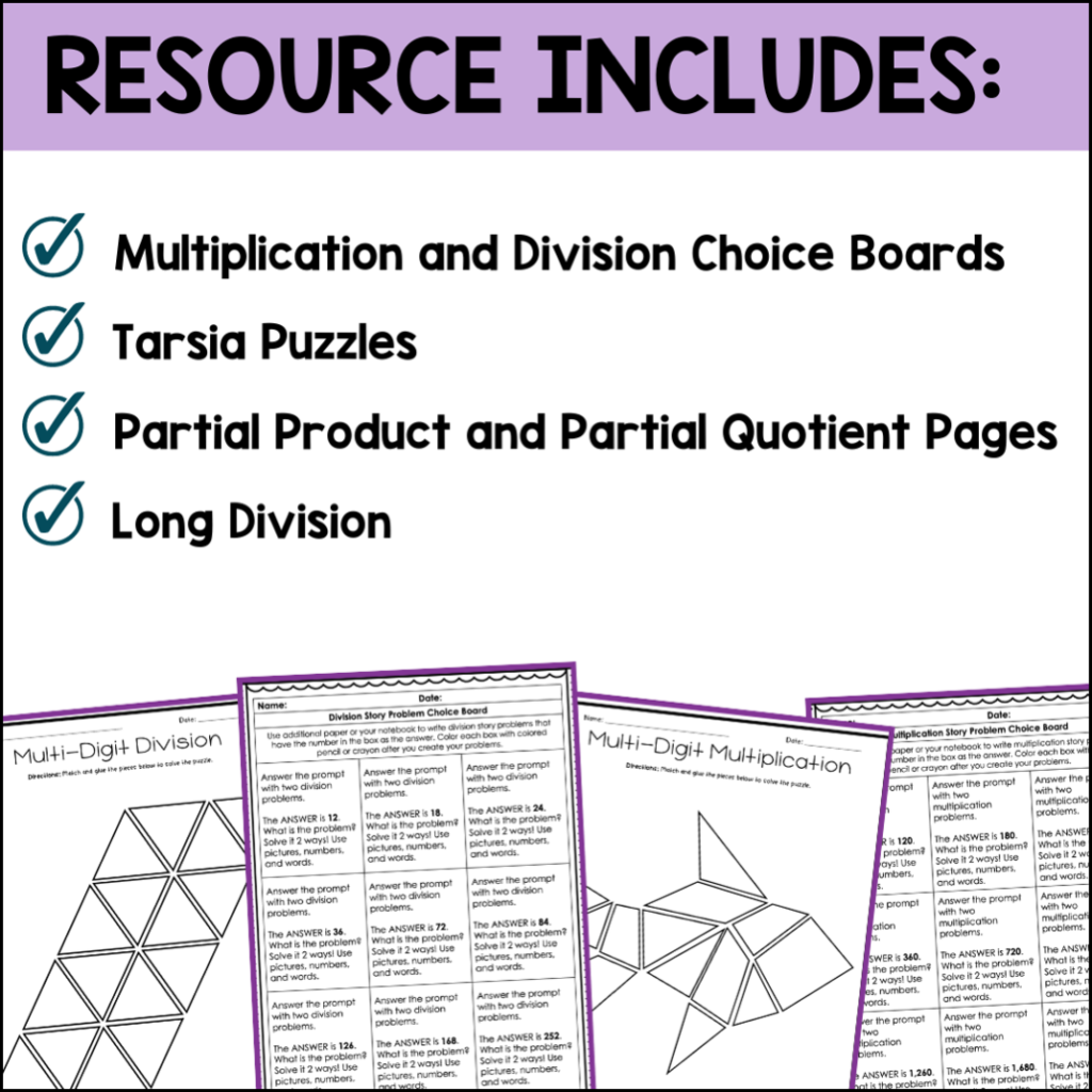 3 Digit by 1 Digit Multiplication & Division Puzzles Organizers ...