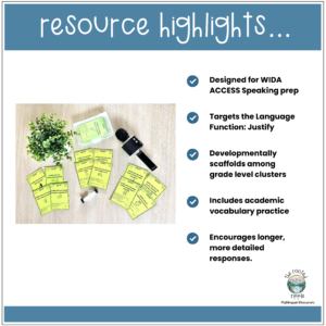 Speaking Task Cards- Justify