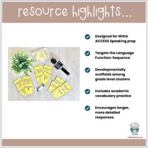 Speaking Task Cards- Sequence