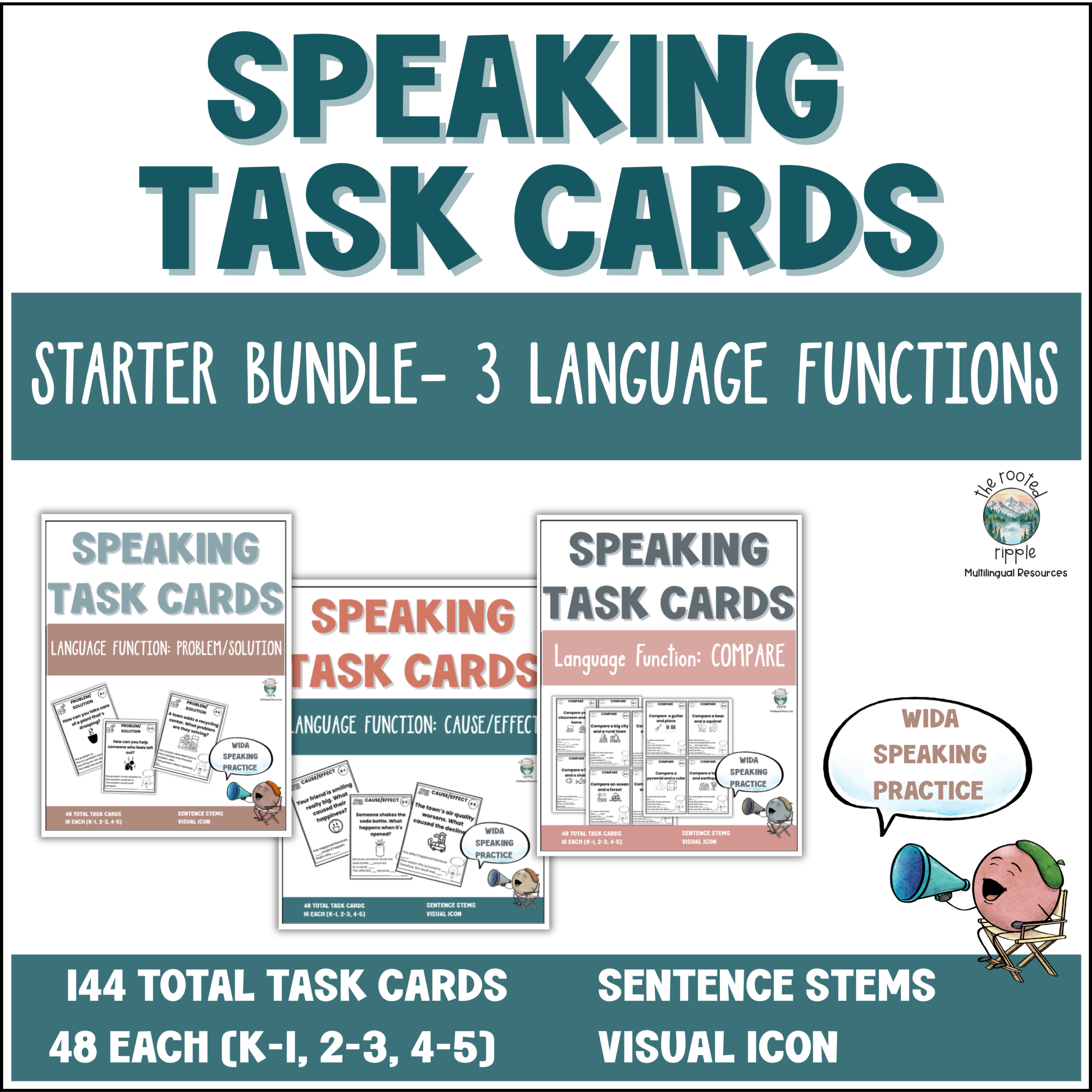 WIDA-Aligned Speaking Starter Bundle for ESL, ELL, MLL | Task Cards| K ...