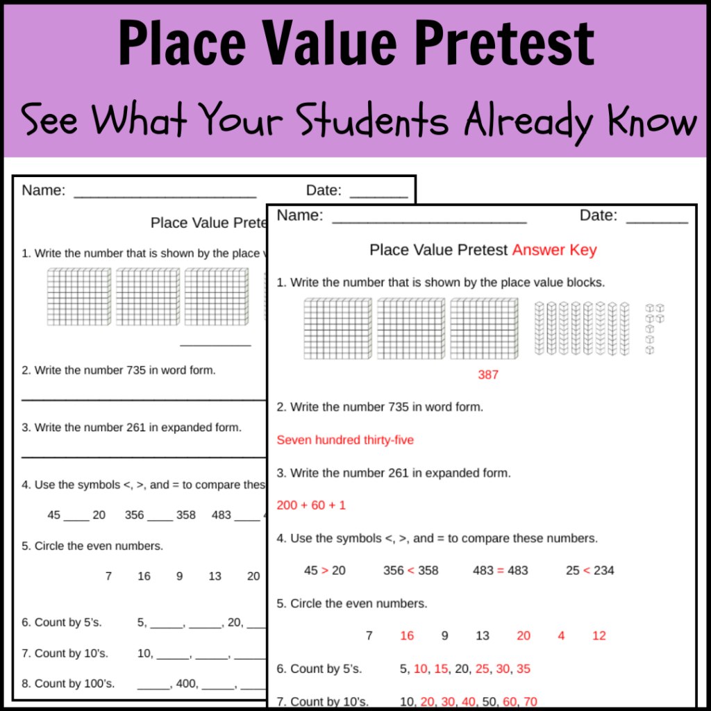 2nd Grade Place Value Assessments Thumbnail 1