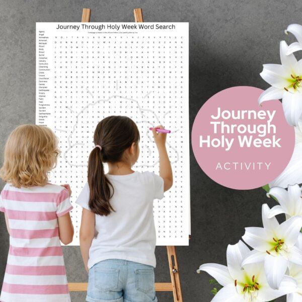 Print this giant Holy Week word search for church, classrooms, or Easter gatherings. A meaningful group activity.