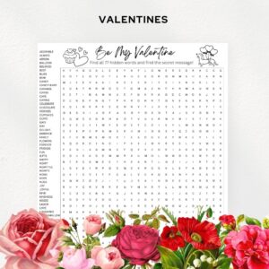 Valentine Sub Plan Word Search Printable