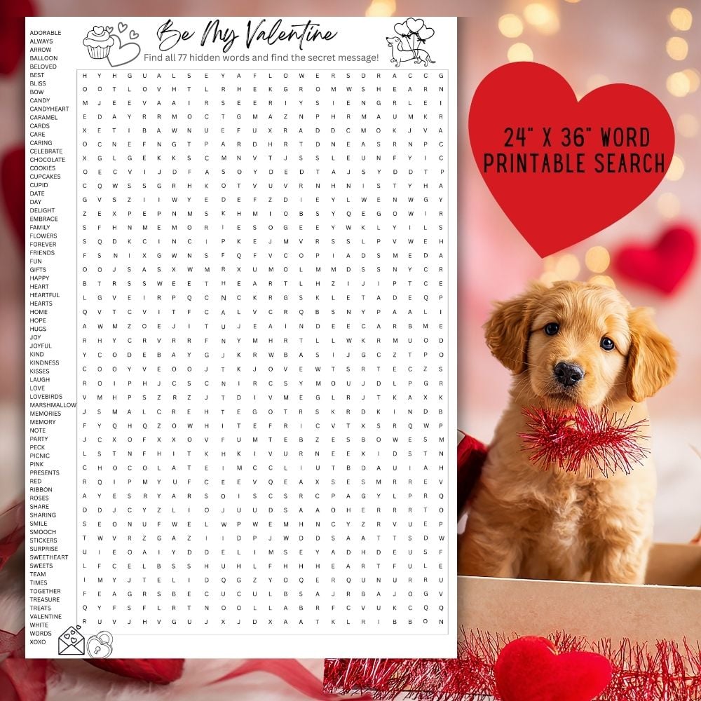 Valentine word search printable