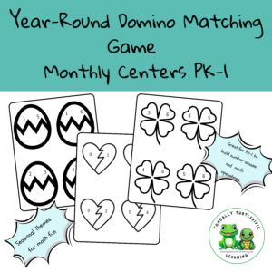 worksheet with seasonal pictures and numbers to match with dominoes