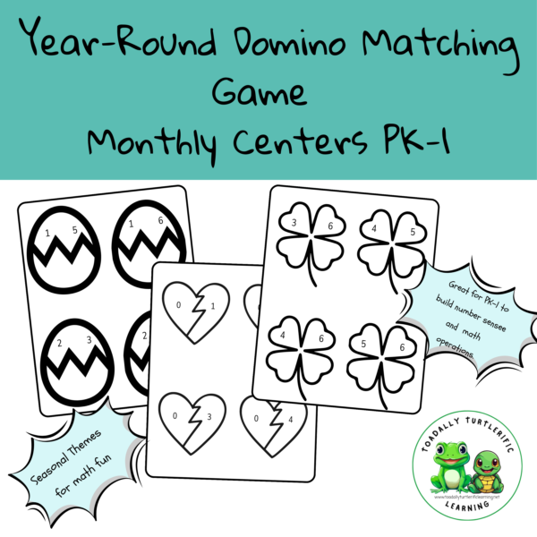 worksheet with seasonal pictures and numbers to match with dominoes