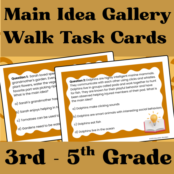 Main Idea Gallery Walk Cover Page