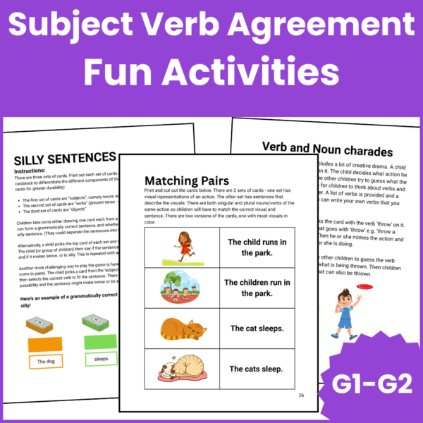 Noun-Verb Fun Activities with grades