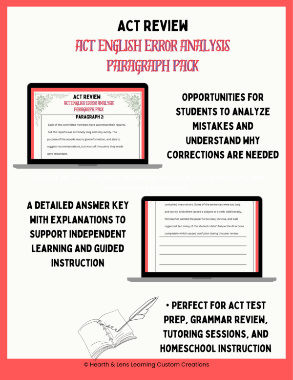 ACT Review ACT English Error Analysis Paragraph Pack