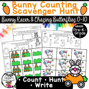 Bunny Counting Scavenger Hunt 0–10 Spring Math Center Rabbit Count & Find Cover