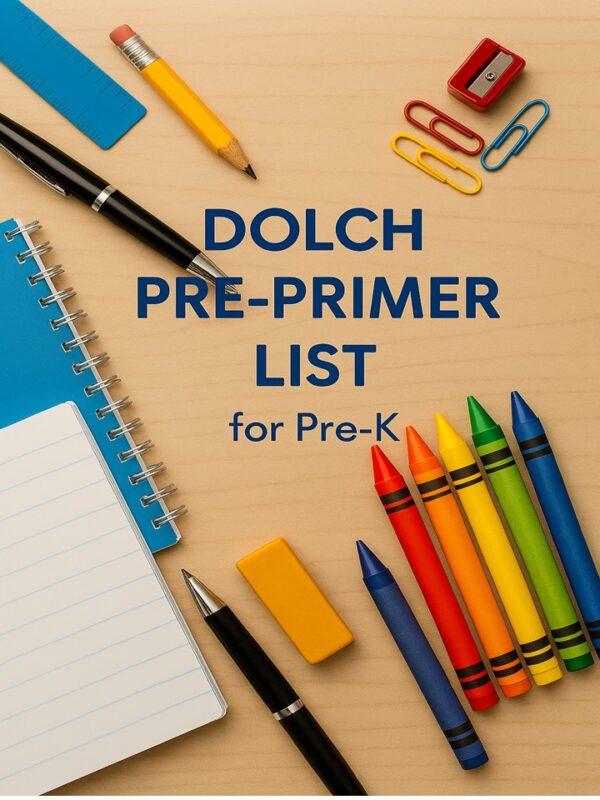 Cover page for Dolch word list