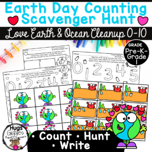 Earth Day Counting Scavenger Hunt 0–10 Love Earth & Ocean Trash Math Cover