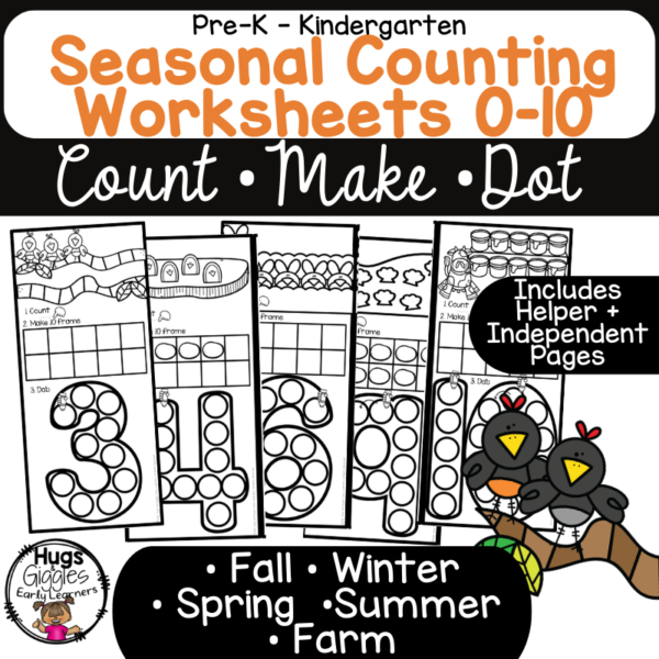 Seasonal Counting Activities Count Make Dot Fall Winter Spring Farm cover