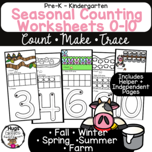 Seasonal Counting Worksheets Count Make Trace Fall Winter Spring Farm preview (800 x 800 px)