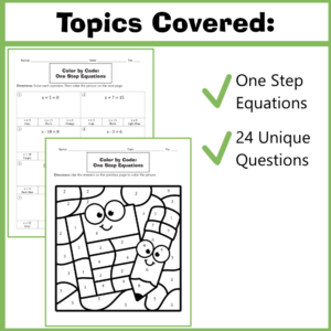 CBC Preview & Thumbnail One Step Equations School Supplies_3