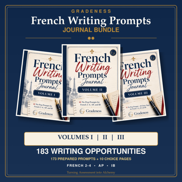 Gradeness-French-Writing-Prompts-Volumes-I-III-Bundle-Cover