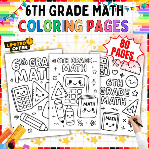 6th Grade Math Coloring Pages Printable Activities for Kids and 6th Grade, Middle School, 5th Grade Classroom