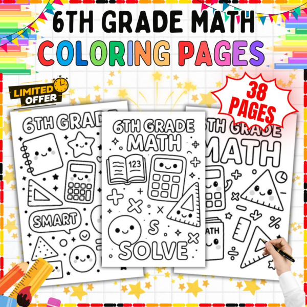 6th Grade Math Coloring Pages Middle School Activities and Review Worksheets for 6th Grade, Middle School, 5th Grade