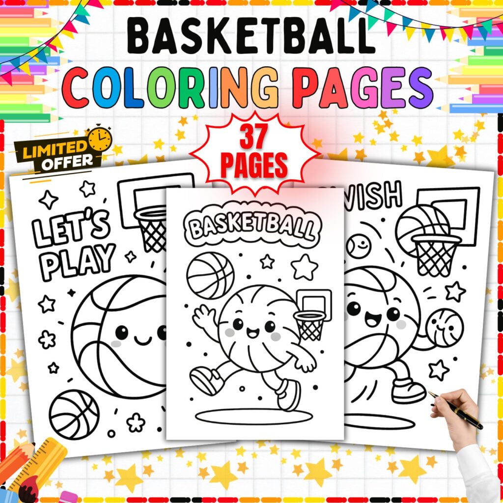 Basketball Coloring Pages Printable Activities for Kids and Kindergarten, 1st Grade, 2nd Grade Classroom