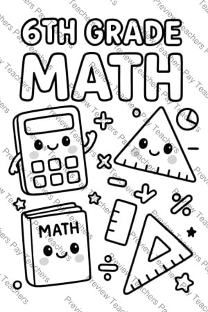 6th Grade Math Coloring Pages Activity Sheet Sample Preview Page 1 for Students