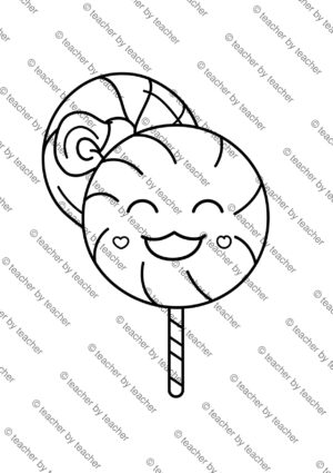 Candy coloring pages preview 1 showing swirling lollipop and rainbow candies