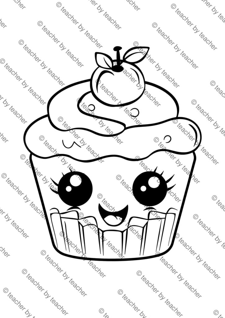 Desserts coloring pages sample 1 showing multi-tier frosted celebration cake